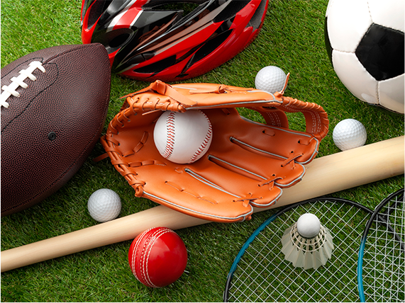 Various sports equipment