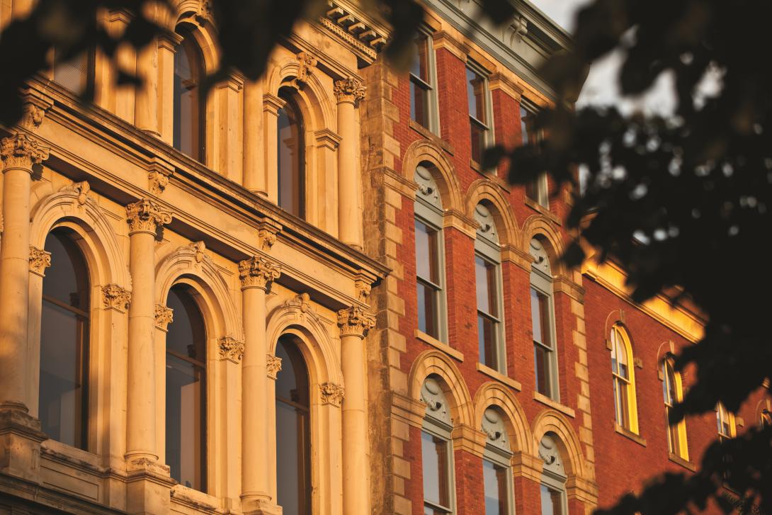 Image of stone and brick buildings